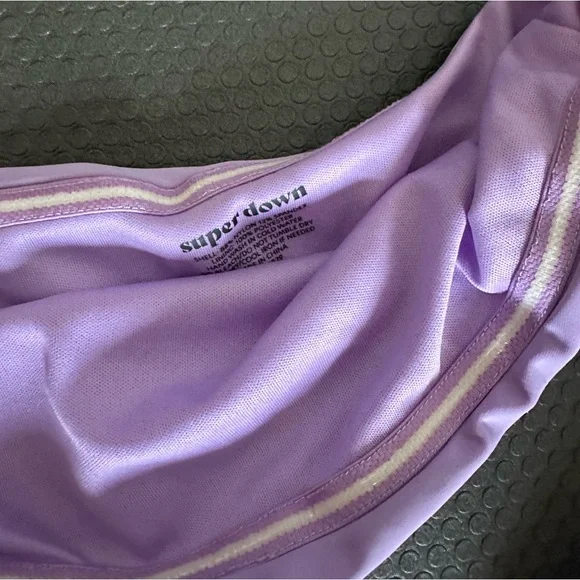 Superdown Lavender Purple Calla One Piece Monokini Strapless Swimsuit size XS - Picture 8 of 9